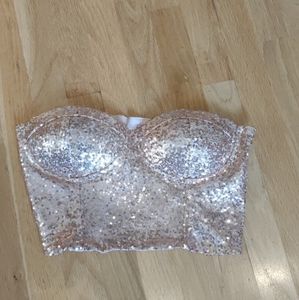 Sparkly strapless top
